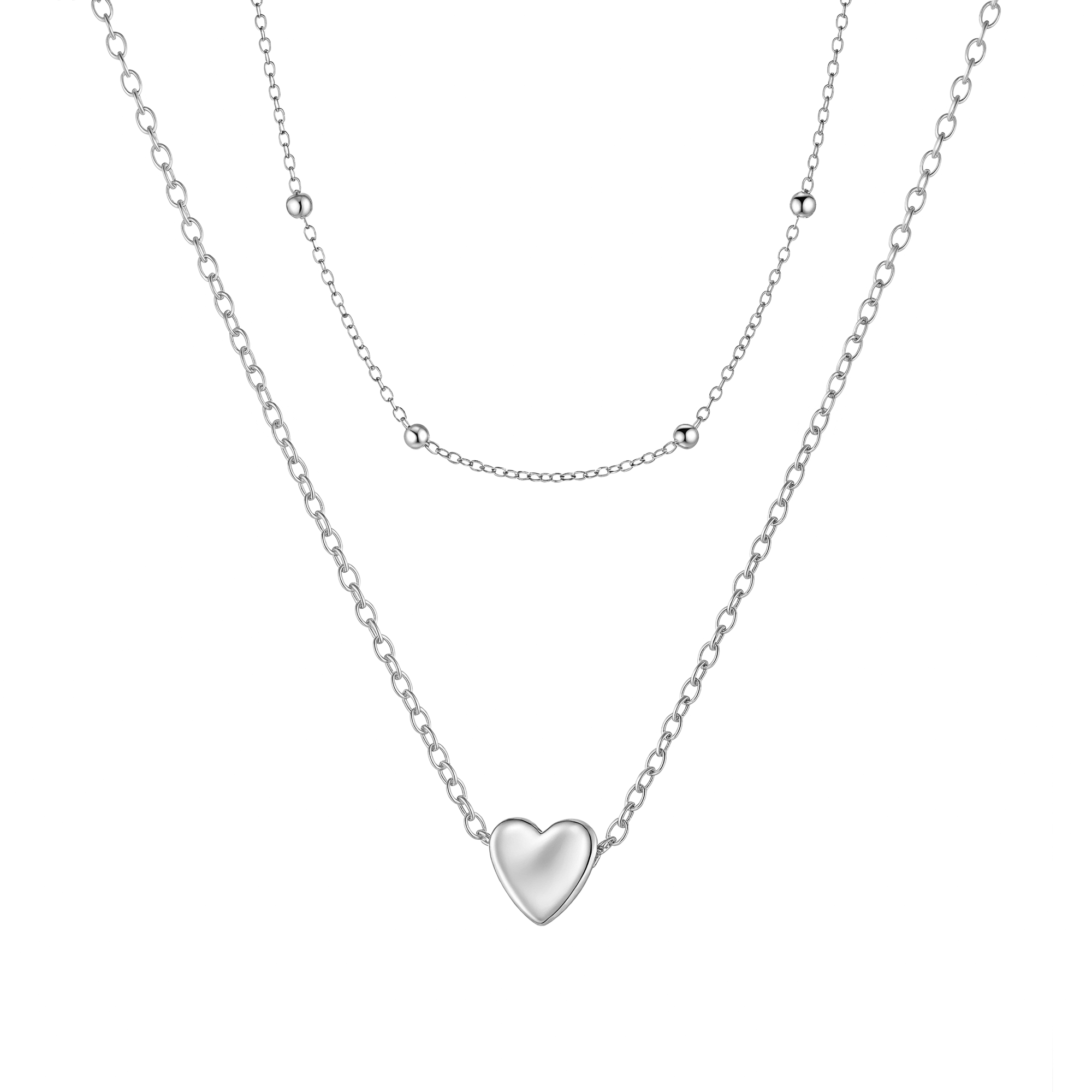 Double Layer Heart Charm Necklace - Victoria London