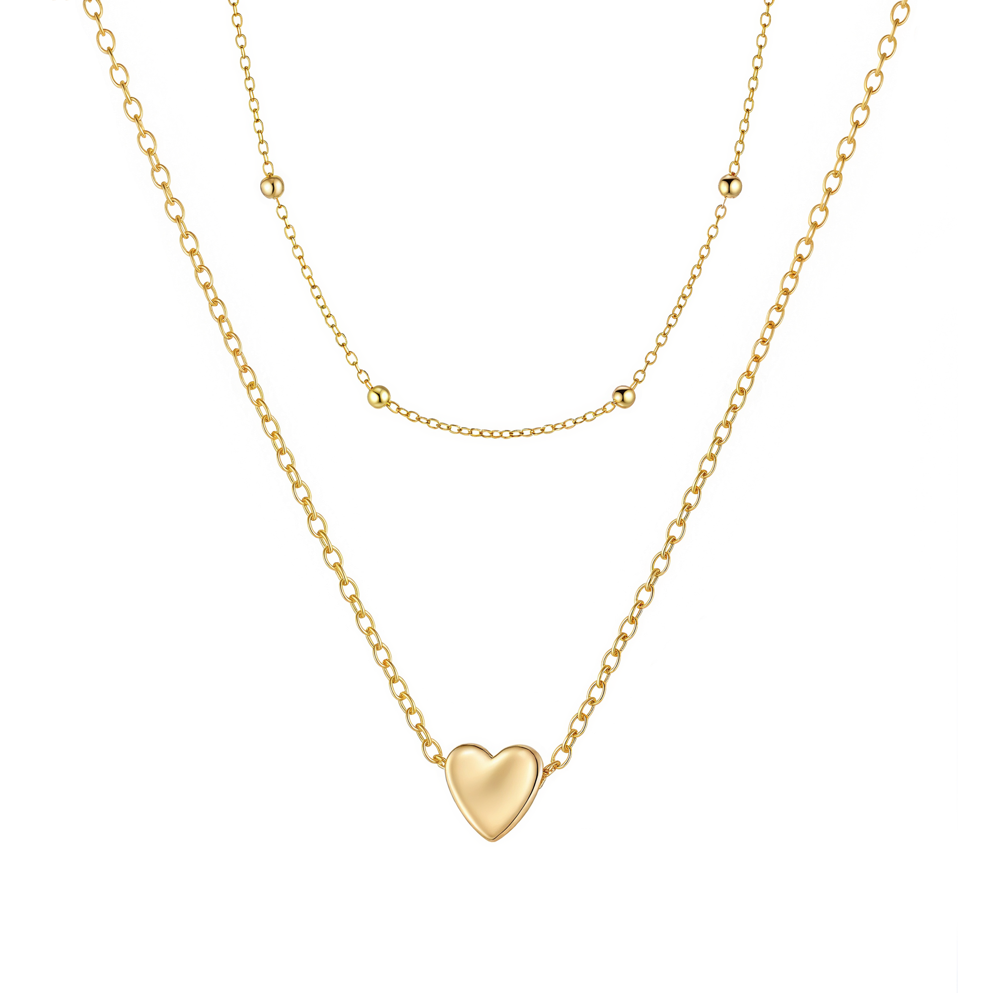 Double Layer Heart Charm Necklace - Victoria London