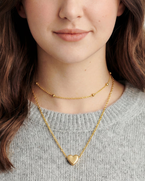 Double Layer Heart Charm Necklace