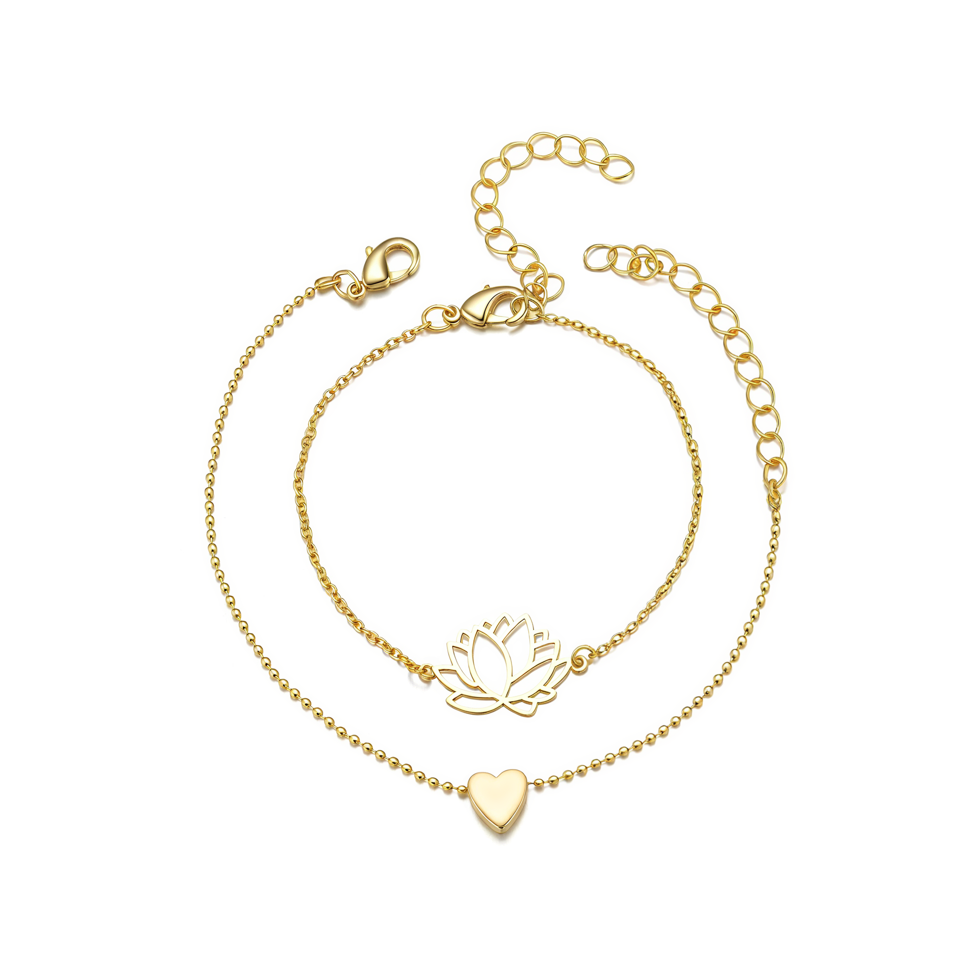 Lotus Heart Double Bracelet - Victoria London