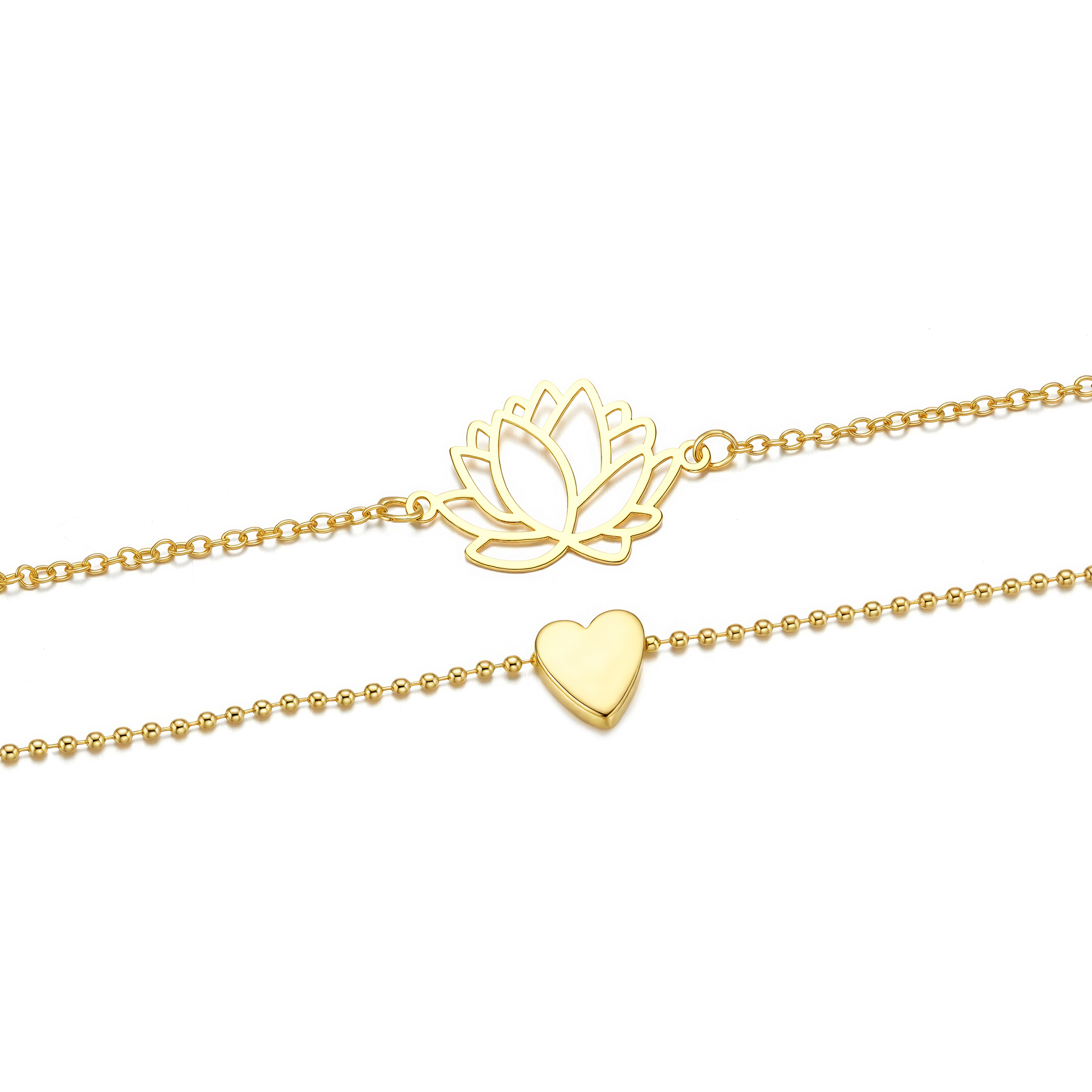 Lotus Heart Double Bracelet - Victoria London