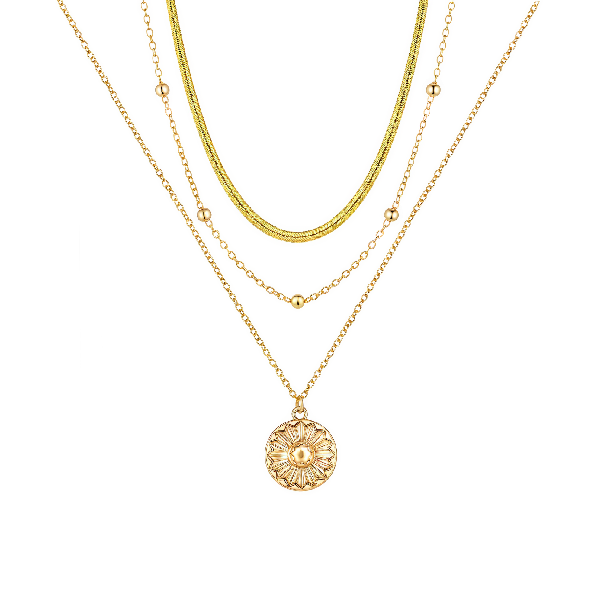 Layered Medallion Necklace - Victoria London