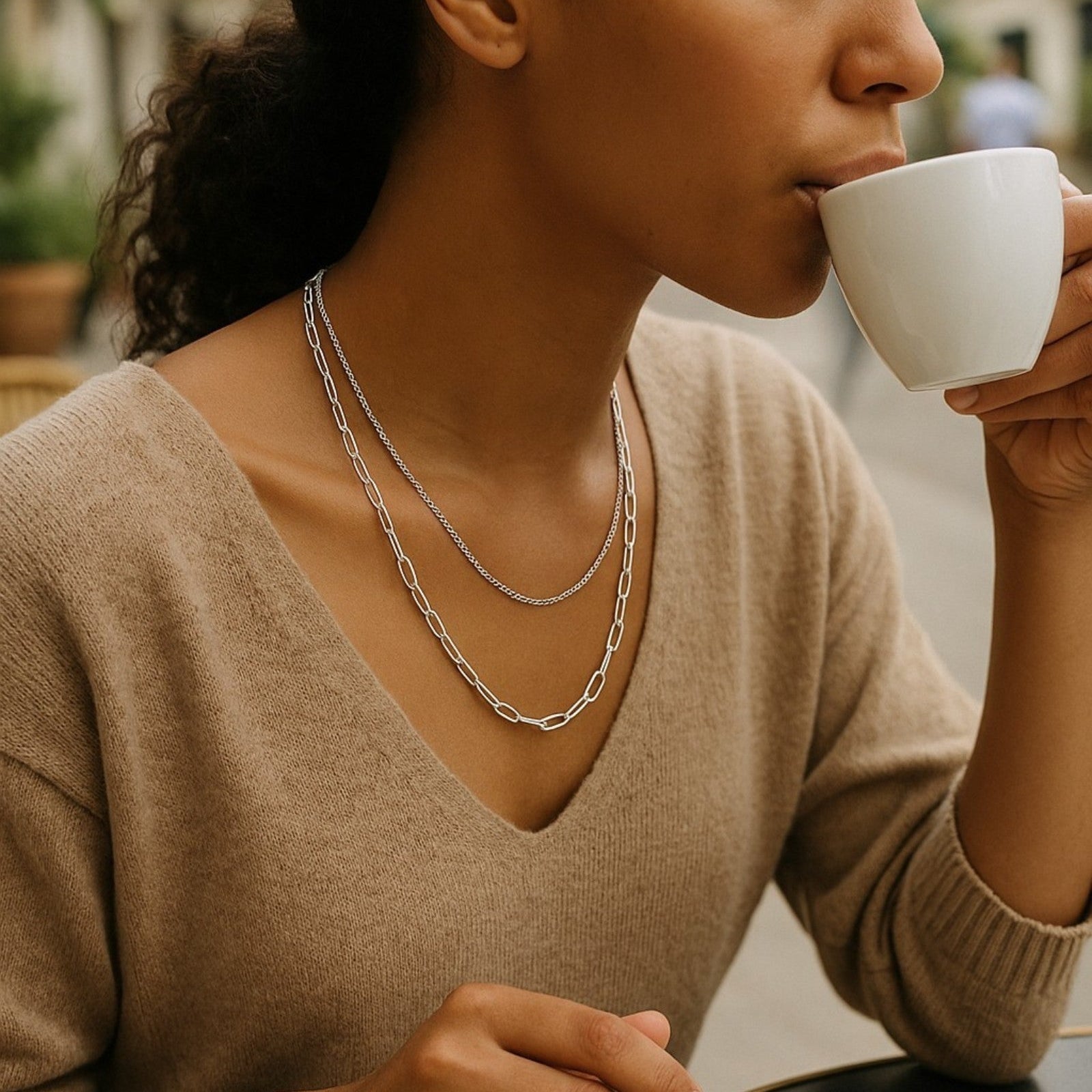 Layered Link Chain Necklace - Victoria London