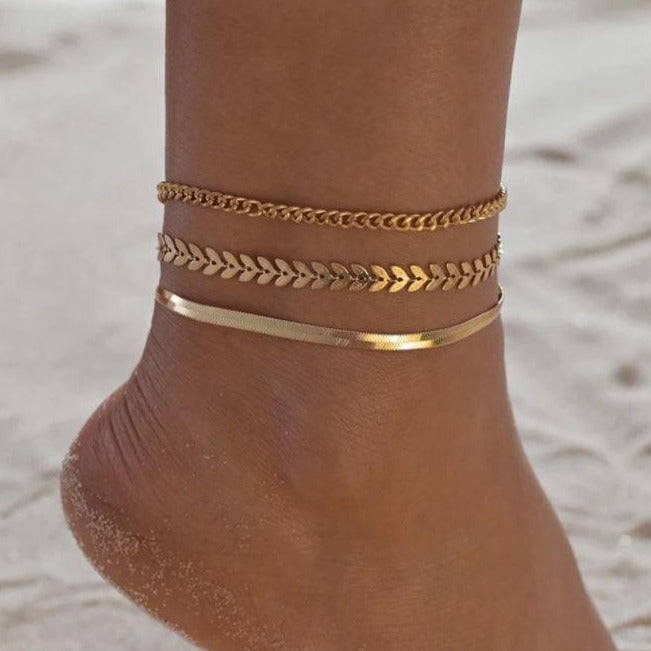 Victoria London Anklet Gold Gold Chain Anklet Set