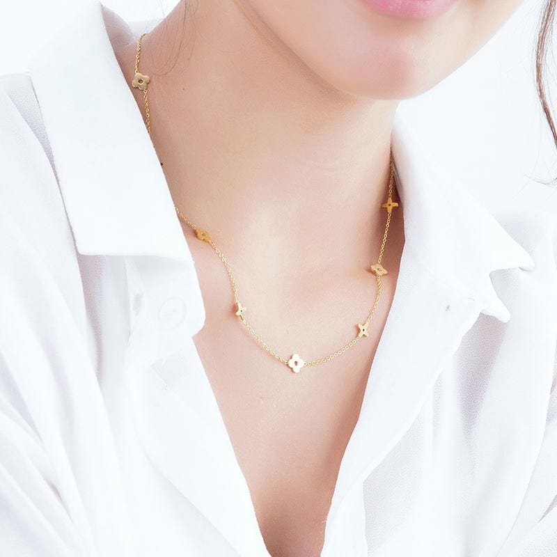 Victoria London Beaded Clover Charm Necklace