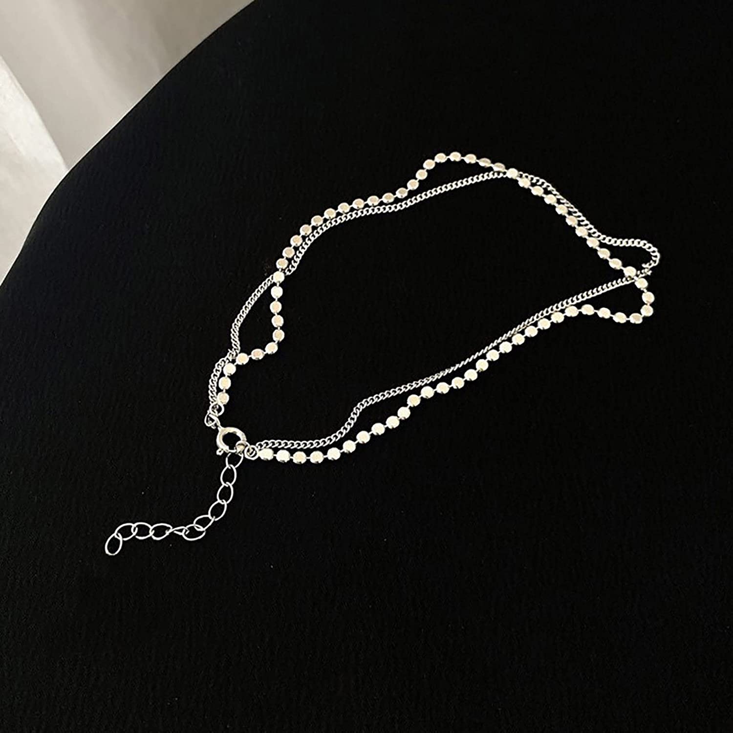 Victoria London Silver Beaded Duo Anklet