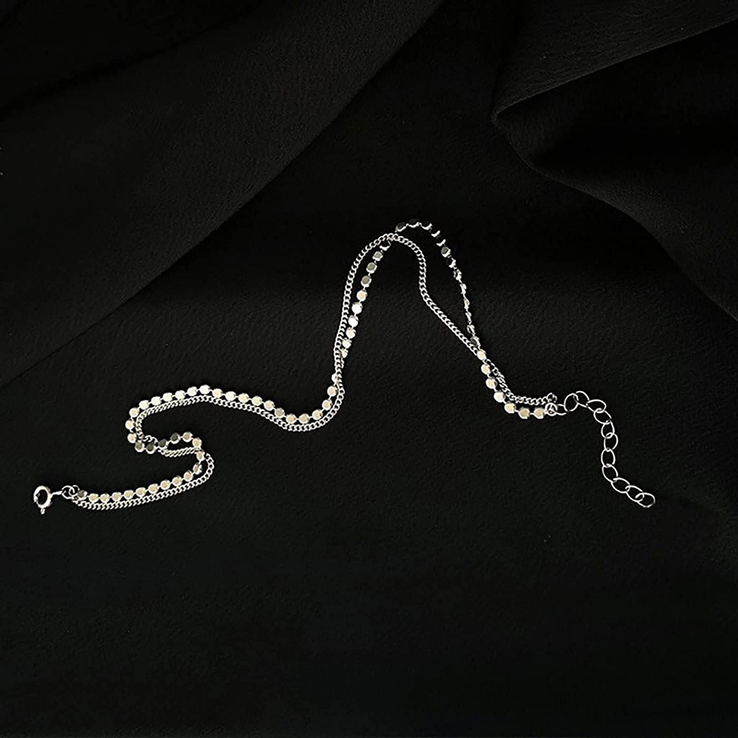 Victoria London Silver Beaded Duo Anklet