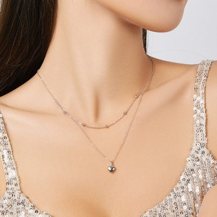 Victoria London Beaded Heart Drop Necklace