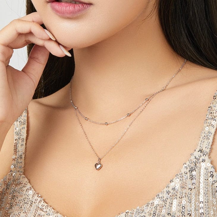 Victoria London Beaded Heart Drop Necklace