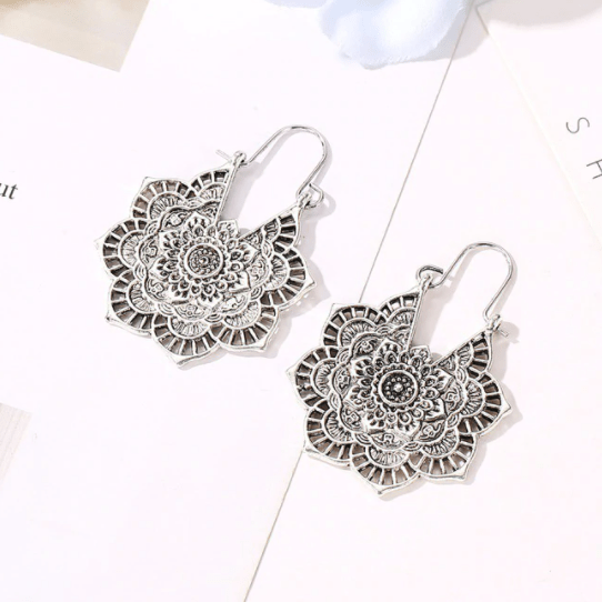 Silver 2025 mandala earrings