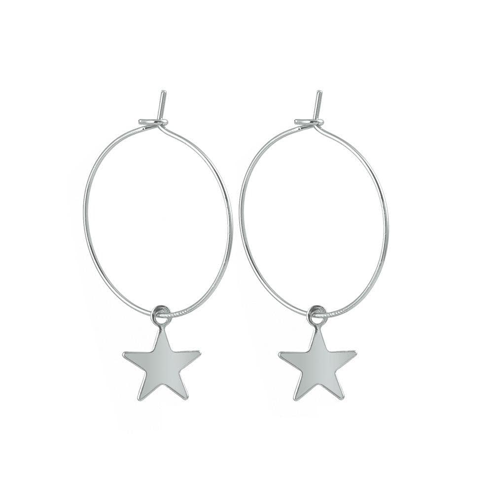 Victoria London Earrings Star Charm Hoop Earrings