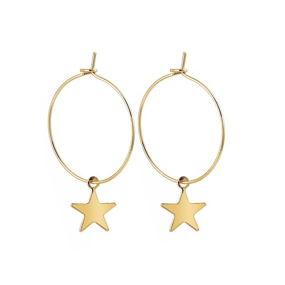 Victoria London Earrings Star Charm Hoop Earrings