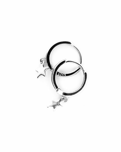 Star Drop Hoop Earrings