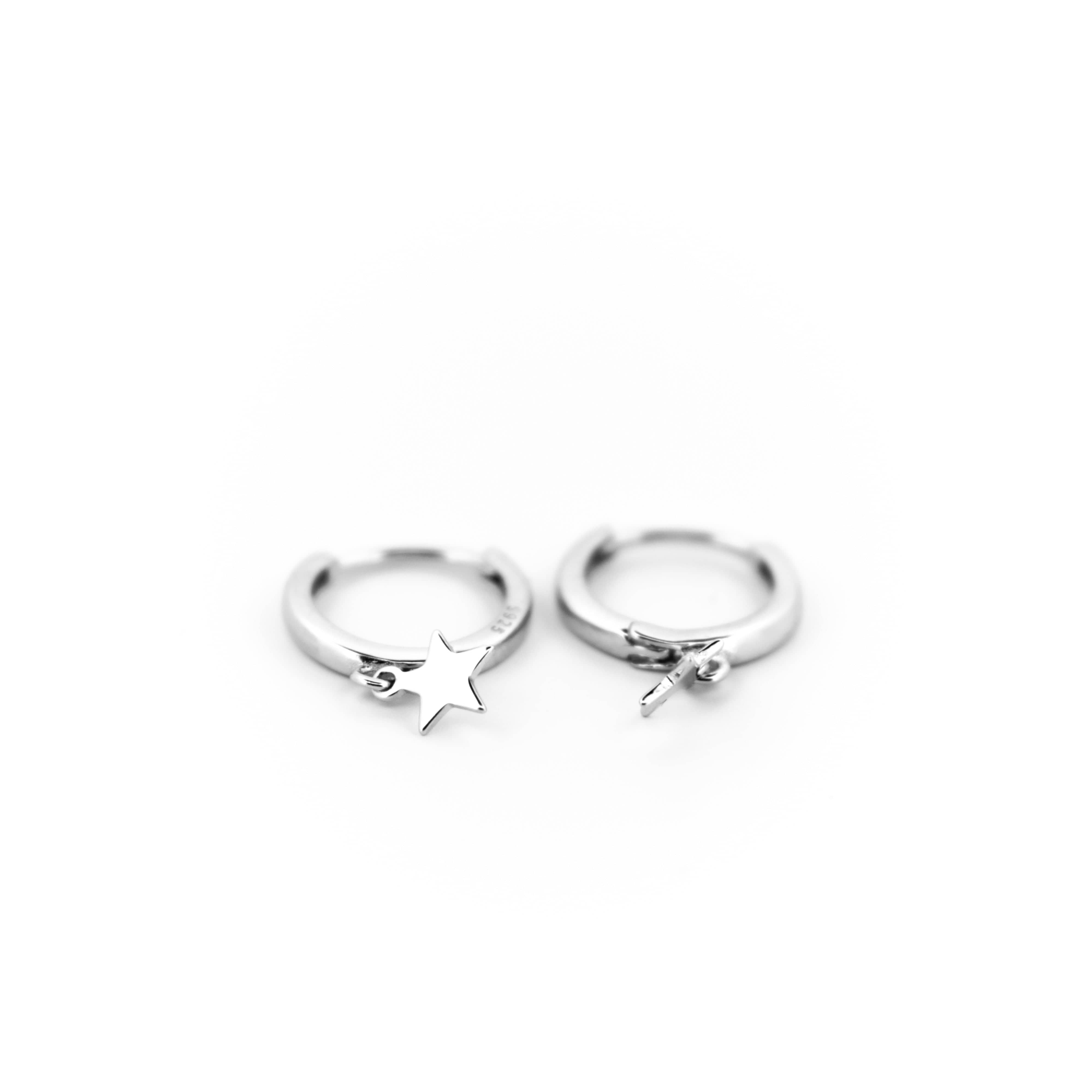 Victoria London Earrings Star Drop Hoop Earrings