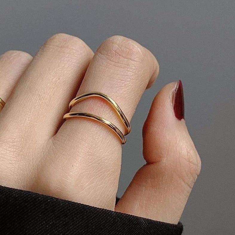 14KT Yellow Gold Minimalist Greenery Diamond Finger Ring
