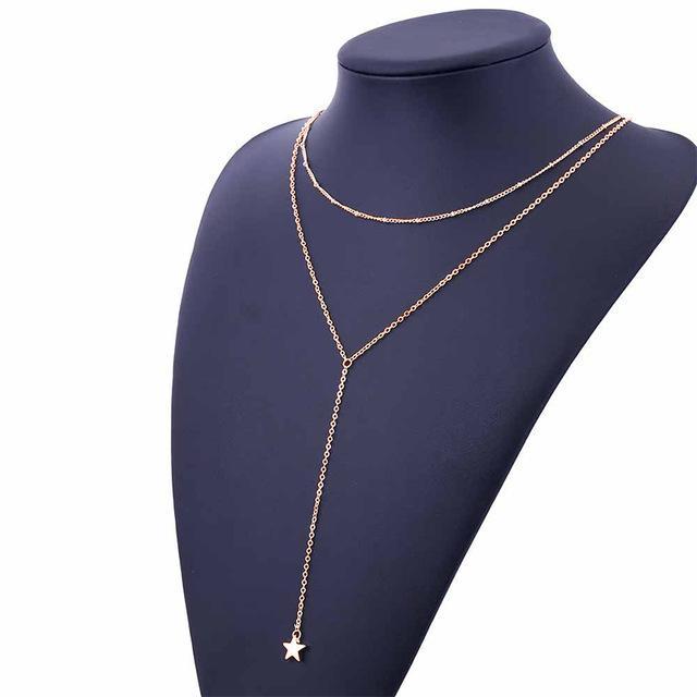 Victoria London Necklace Gold 'A Distant Star' Tassel Double Necklace