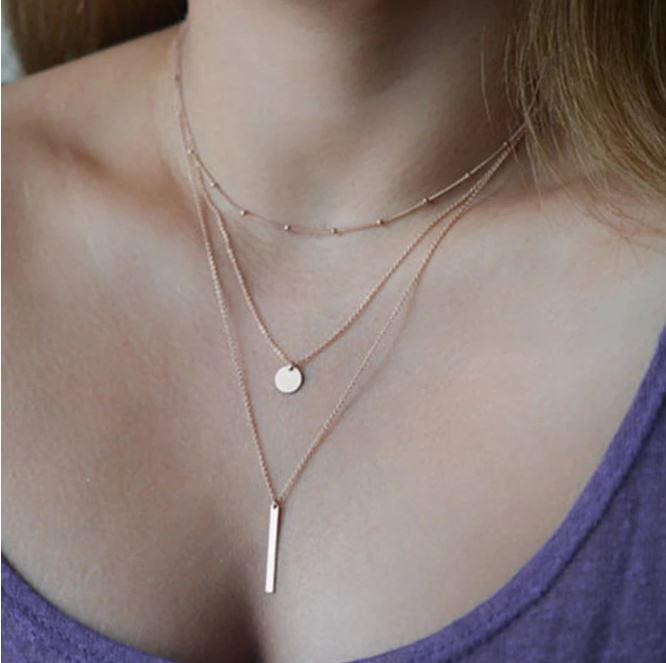 Victoria London Necklace Bar Drop Layered Necklace
