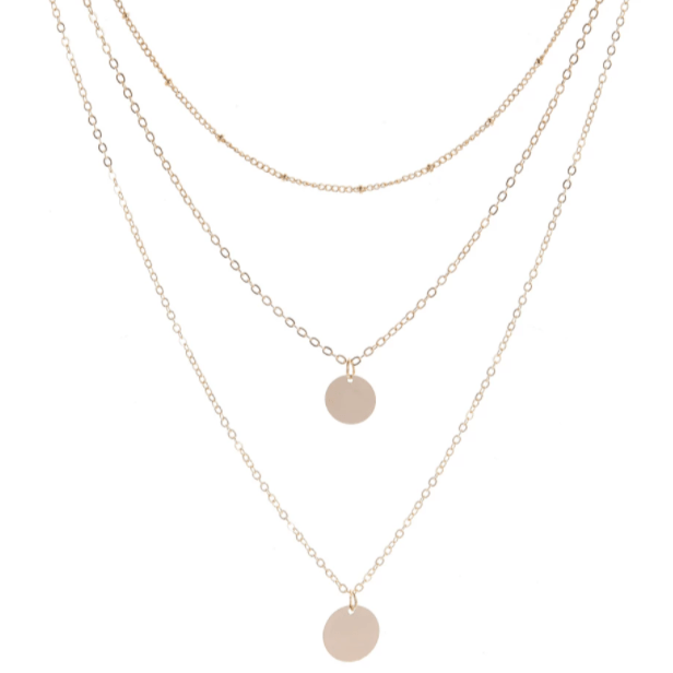 Layered 2025 disc necklace