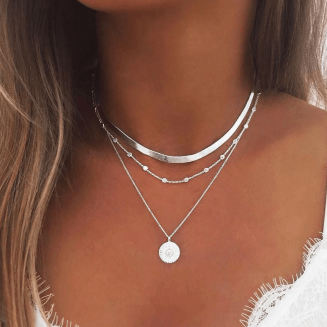 Layered chain hot sale necklace silver