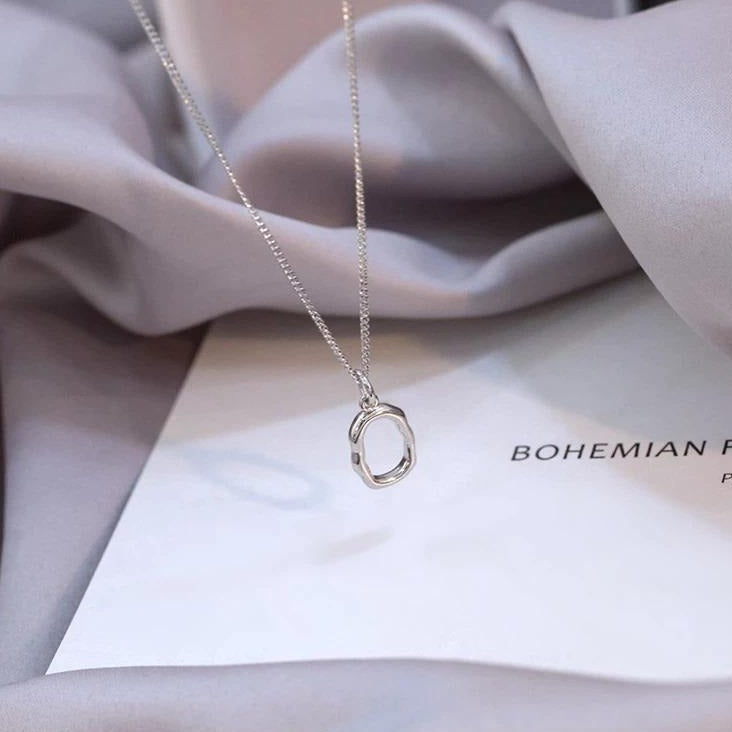 Victoria London Oval Charm Necklace - Sterling Silver