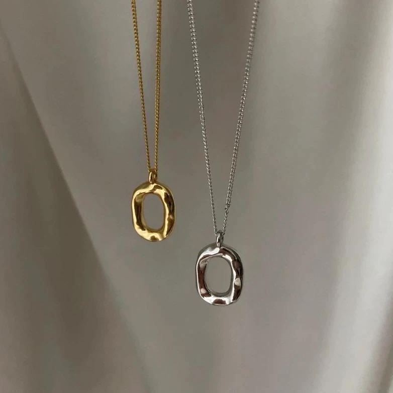 Victoria London Oval Charm Necklace - Sterling Silver