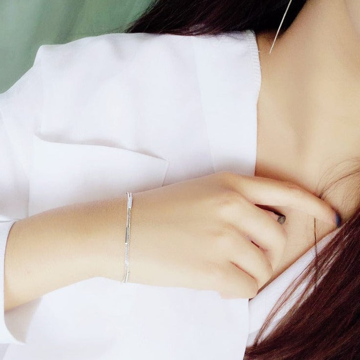 Victoria London Sterling Silver Simple Bar Bracelet